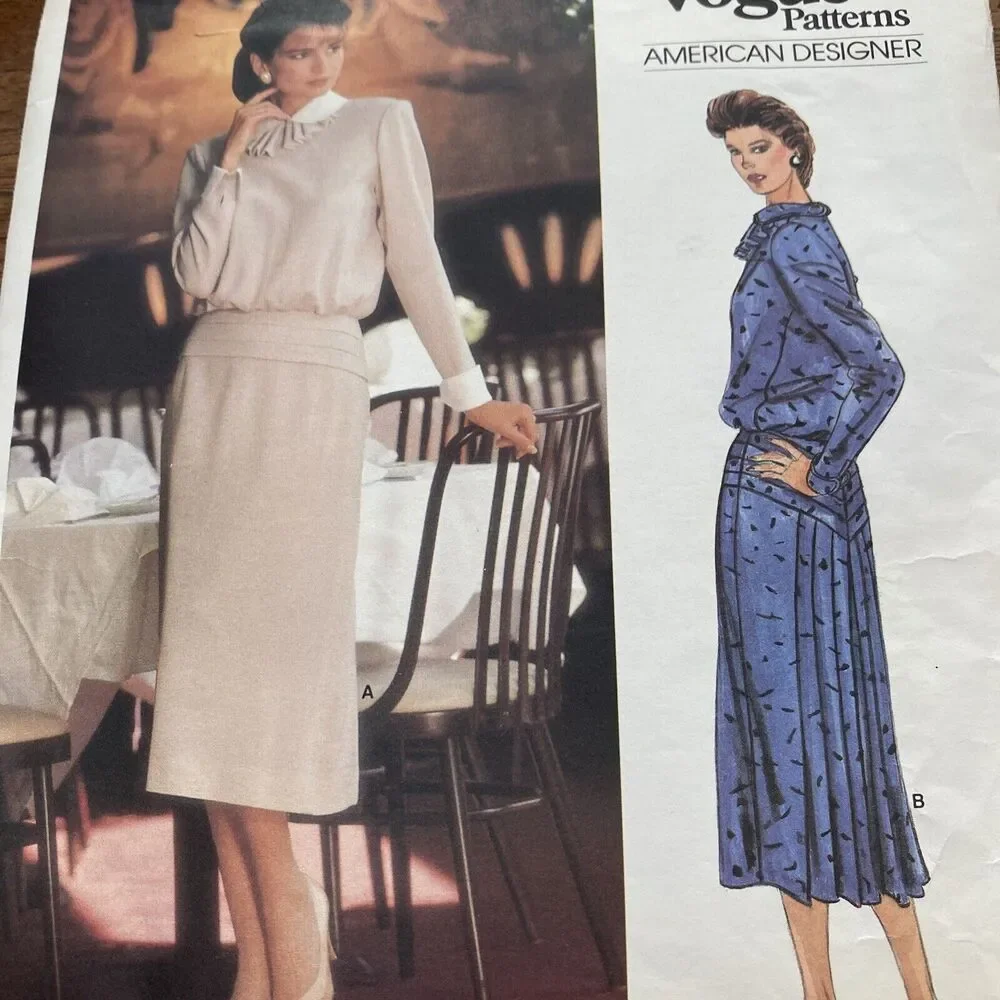 Vintage Vogue Sewing Pattern 1479 American Designer Albert Nipon Dress Size 10
